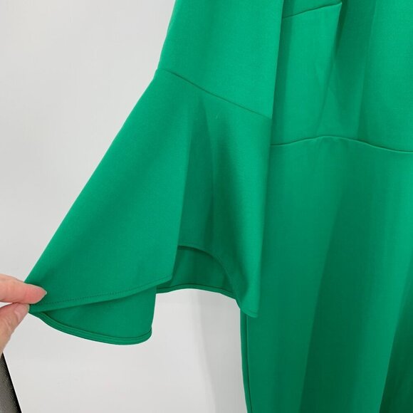 Eloquii flare sleeve scuba dress shift bell green knit stretch new 16 - Picture 3 of 6